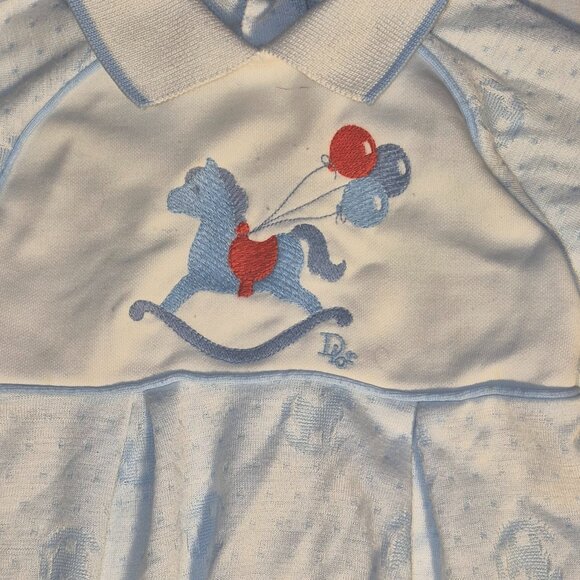Vintage Baby Dior Footed Romper, Rocking horse and balloons, Med. 12-17 pounds - Picture 13 of 13